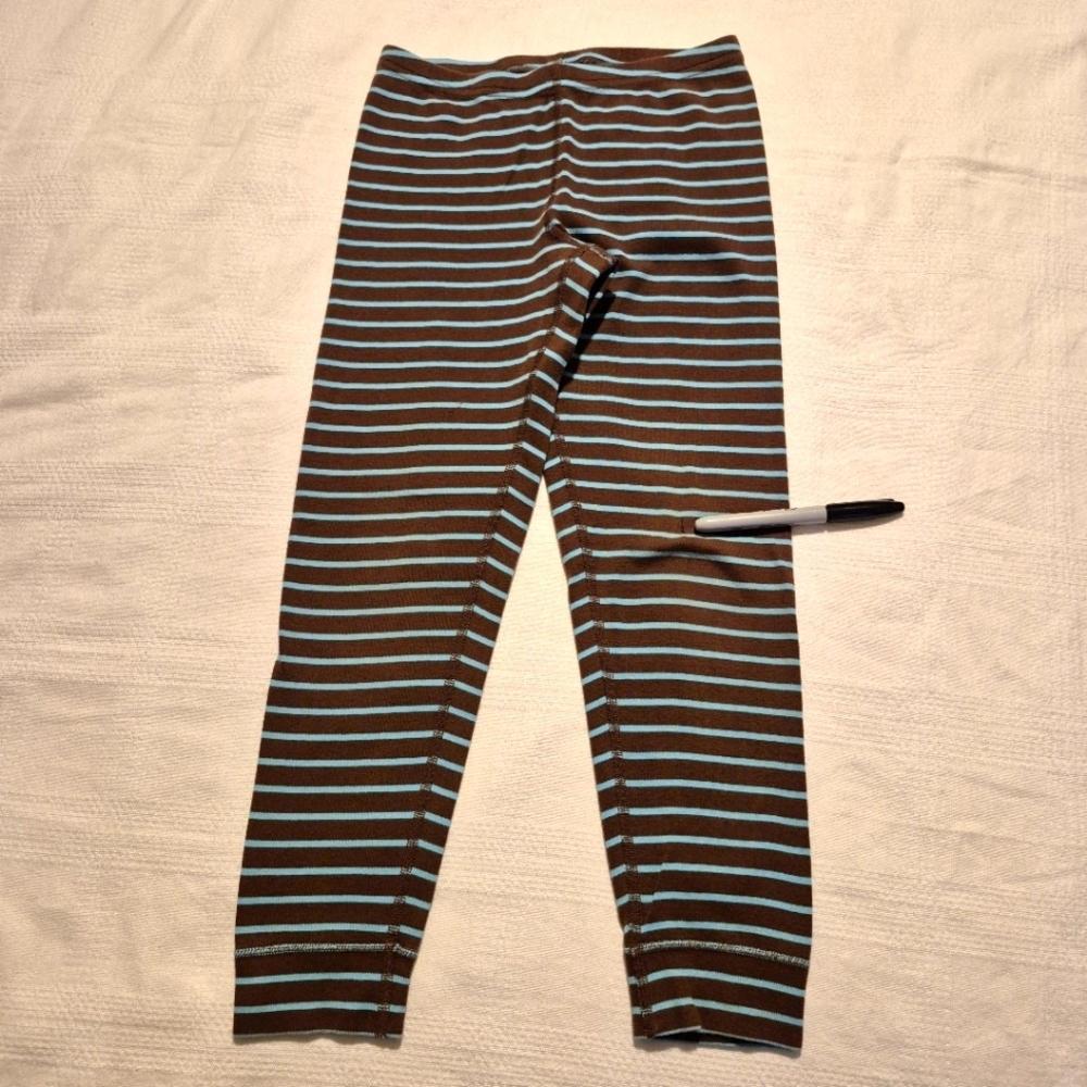 Hanna Andersson girls size 130 or 8 brown & teal striped leggings Play cond.